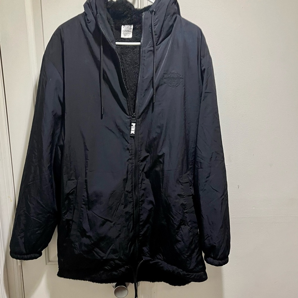 PINK Victoria’s Secret anorak Sherpa lined long coat with hoodie - Picture 6 of 16